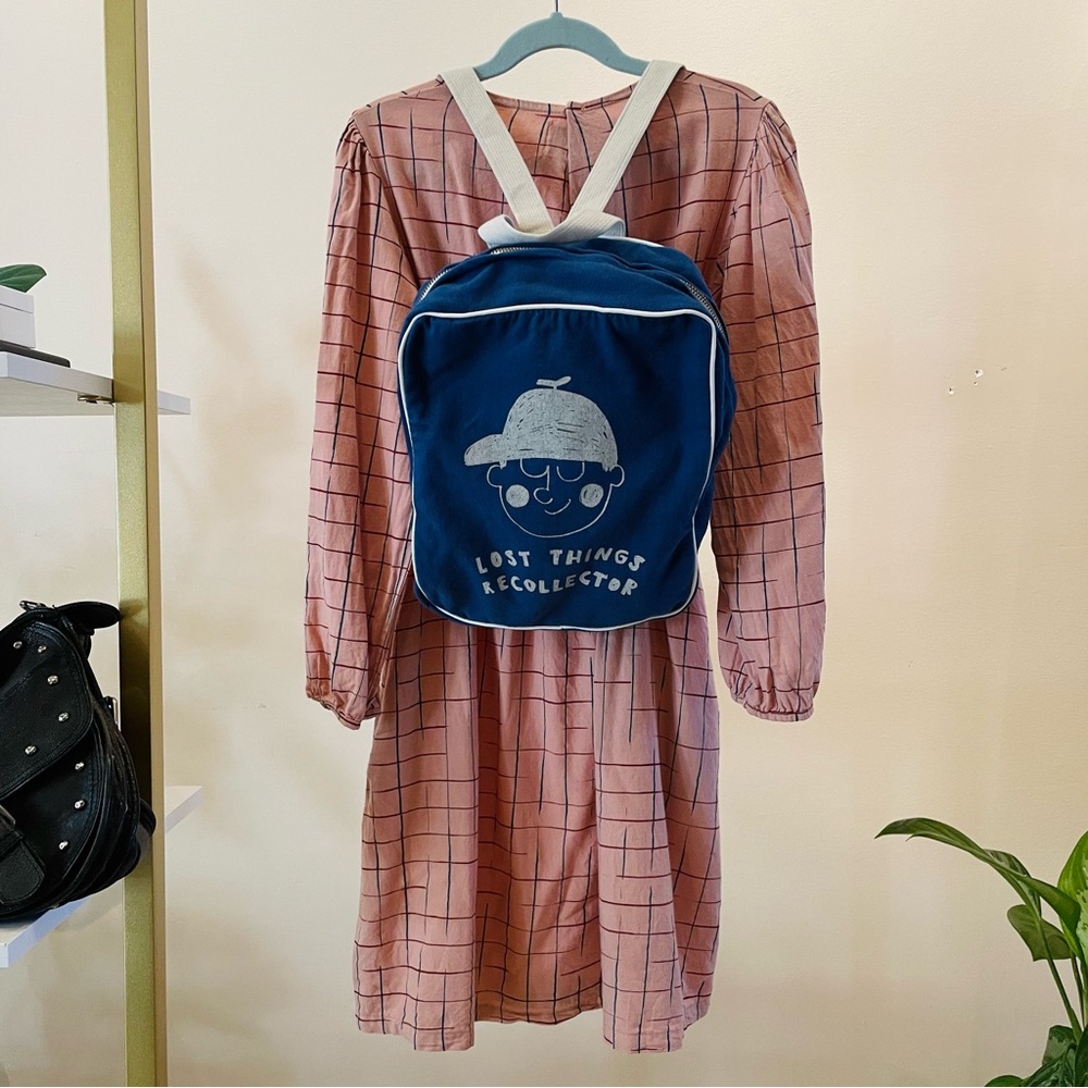 Bobo Choses Pink Plaid Long Sleeve Dress Lost Things Collector - Picture 5 of 5